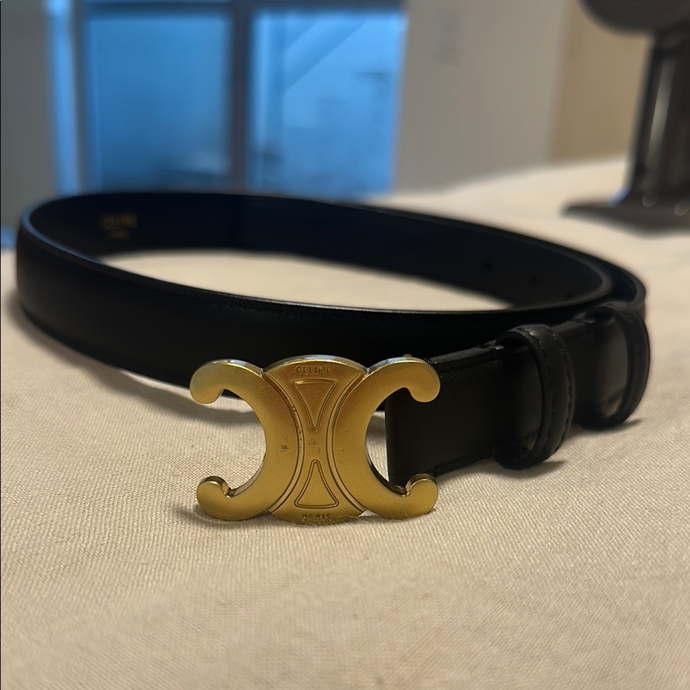 Black Belt with Gold Logo Buckle